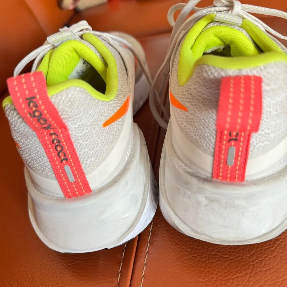 Nike White and Neon Orange Sneakers